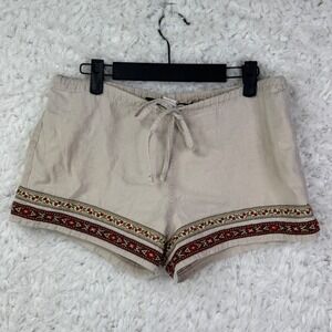MOSQUITO Women's Beige Embroidered Drawstring Shorts Size Medium Made in USA Y2K